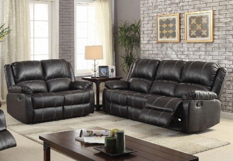 Zuriel Collection 52285sl 2 Pc Living Room Set With Sofa + Loveseat In Black