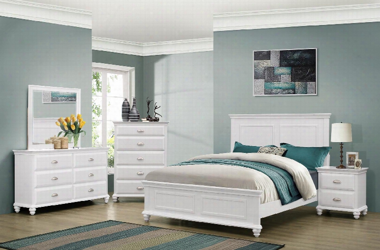 1009-6652/68sk Cape Cod Bedroom Set Including King Size Bed Dresser Mirror Chest And Nightstand With Molding Detail Block Feet Turned And Bun Feet In