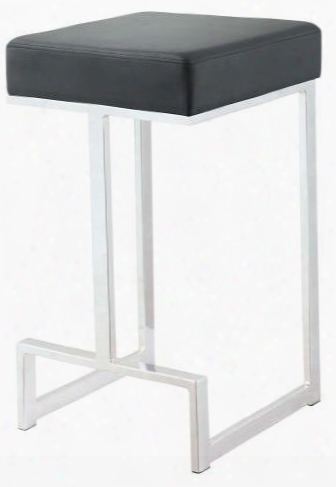 105253 25" Contemporary Counter Height Stool In Black Leatherette
