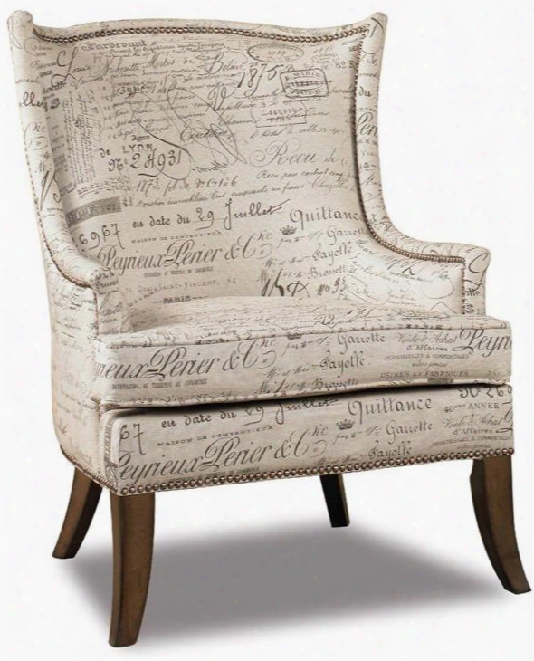 200 Series 200-36-06238" Traditional-style Living Room Paris Accent Chair With Tapered Legs Nail Head Accents And Fabric Upholstery In Document Fossil