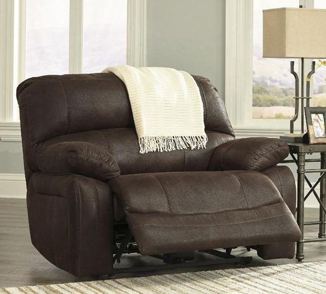 4290182 Zavier 54" Wide Seat Power Recliner With Jumbo Stitching Meal Construction And Fabric Upholstery In Truffle