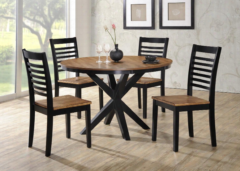 5008-4802 Phoenix 48" Diining Table And 4 Chairs With Distressed Detailing And Tapered Legs In Ebony And