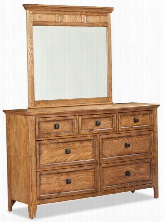 Alta Al-br-530791-bas-c Set Incuding Dresser And Mirror With 7 Drawers In Brushed