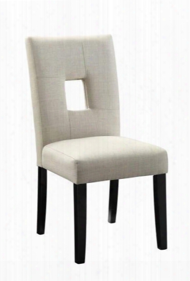 Andenne 106652 24" Side Chairs With Square Cutout Back Cushioned Seating Asian Hardwood Materials And Fabric Upholstery In Beige