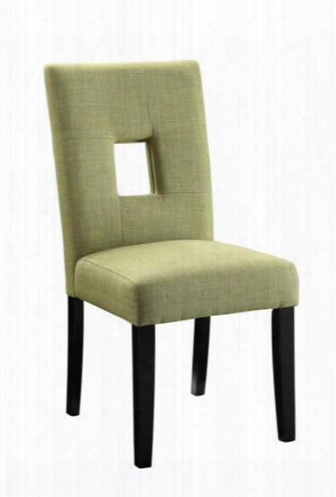 Andenne 106653 24" Side Chairs With Square Cutut Back Cushioned Seating Asian Hardwood Materials And Fabric Upholstery In Green