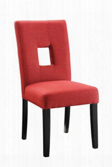 Andenne 106655 24" Side Chairs With Square Cutout Back Cushioned Seating Asian Hardwood Materials And Fabric Upholstery In Red
