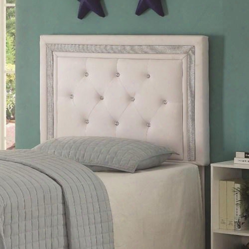 Andenne 300545t 40.5" Bedroom Glamorous Twin Headboard In White Leatherette