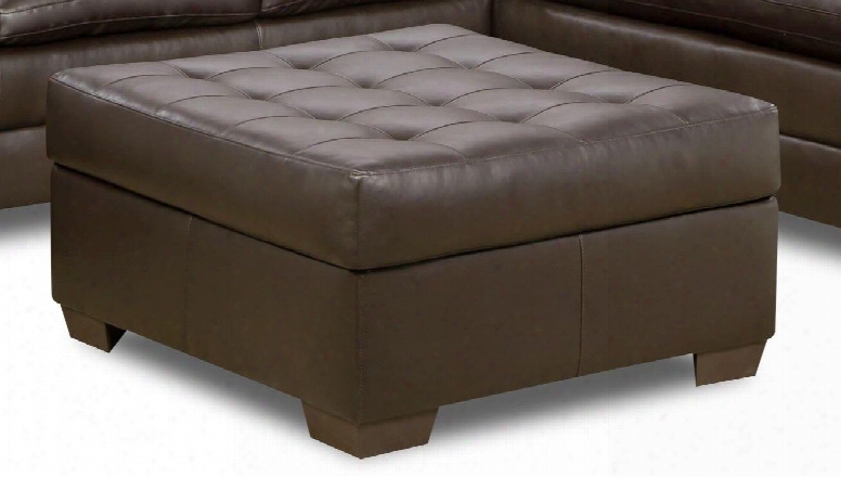 Apollo 5122-095 38" Cocktail Ottoman With Hidden Storage Compartment Faux Leather And Block Feet In