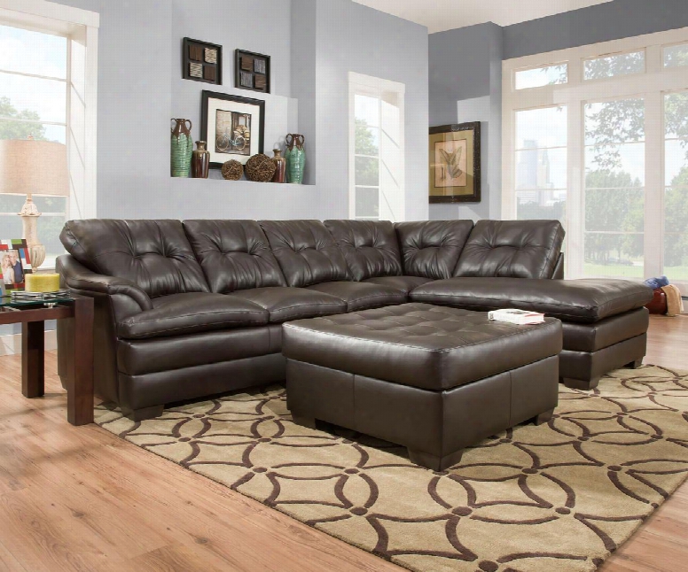 Apollo 51222095 2 Pieces Et Including Transitional Sectional Sofa And Ottoman With Tufted Detailing In