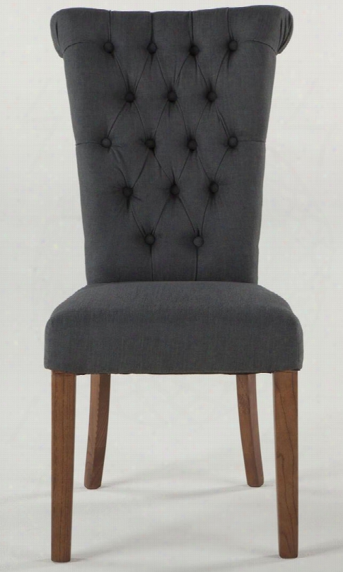 Arabella Wa113 39" Dining Chair With Button Tufted Back Handle On Back Solid Hardwood Frame And Fabric Upholstery In Charcoal