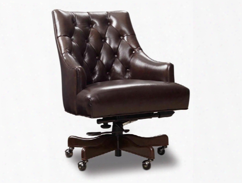 Aramis Series Ec471-099 36" Traditional-style Dark Chocolate Home Office Chair With Adjustable Height Tufted Back And Leather Upholstery In Dark