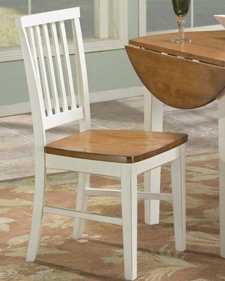 Arlington Ar-ch-180-whj-rta 36.75" Dining Room Slat Back Side Chair With Distressed Detailing Stretchers And Tapered Legs In White Java