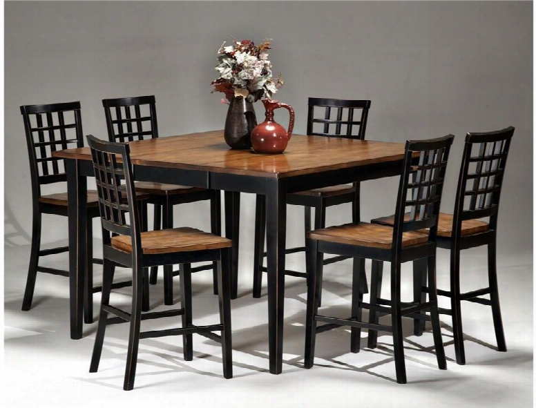 Arlington Ar-ta-54541856g-blj Dining Room Gathering Table With 6 Stools Distressed Detail In Black Java