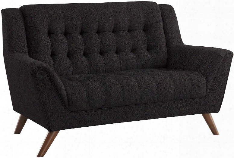 Baby Natalia 511035 63.5" Loveseat With Mid-century Design Flared Tapered Arms Tufted Cushions Eucalyptus Wood Frame And Chenilleupholstery In Black