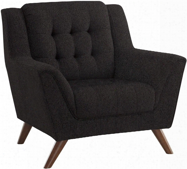 Baby Natalia 511036 41.25" Chair With Mid-century Modern Design Attached Seat Rubber Wood Legs Eucalyptus Wood Frame And Chenille Fabric Upholstery In Black