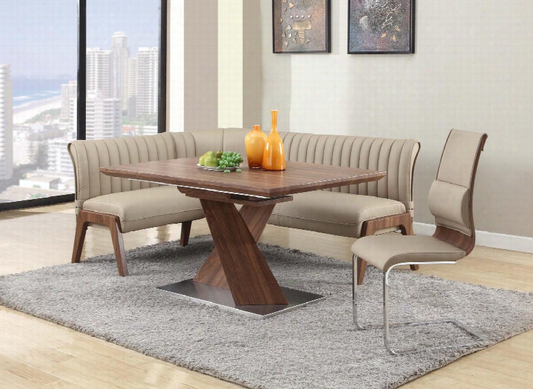 Bethany-6pc Bethany Collection 6-piece Dining Set With Walnut Dining Table 4 Side Chairs And Pu Upholstered