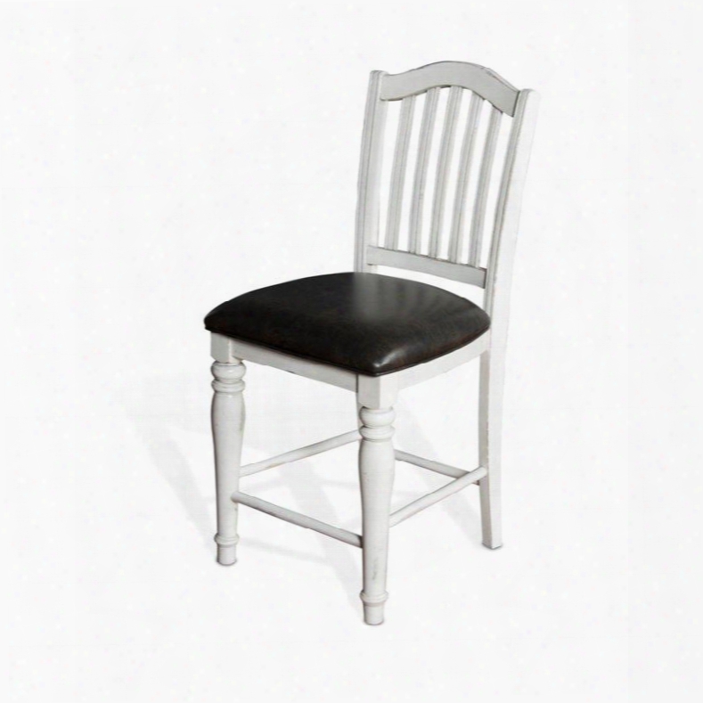 Bourbon Country Collection 1431fc-24c 43" Slatback Stool With Cushion Seat Stretchers And Turned Legs In French Country