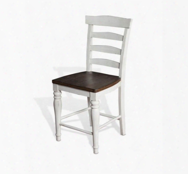 Bourbon Country Collection 1432fc-24w 43" Ladderback Stool With Wooden Seat Stretchers And Turned Legs French Country