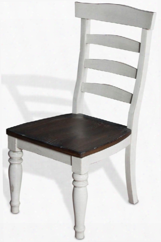 Bourbon Country Collection 1432fc-w 41" Ladderback Chair With Wooden Seat Ladder Back And Turned Legs In French Country