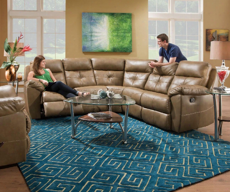 Bradford Toast 5320019br Transitional Sectional Adn Recliner With Stitched