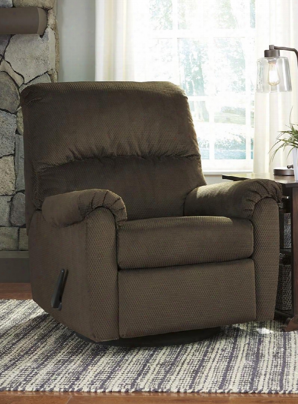 Bronwyn 2600161 35&q Uot; Glider Recliner With 360 Degree Swivel Base Split Back Cushion Pillow Top Arms And Fabric Upholstery In Cocoa