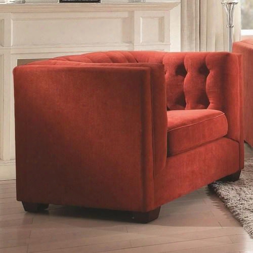 Cairns Collection 504909 33" Upholstered Chair With Tapered Legs Tufting In Crimson Finished Fabric