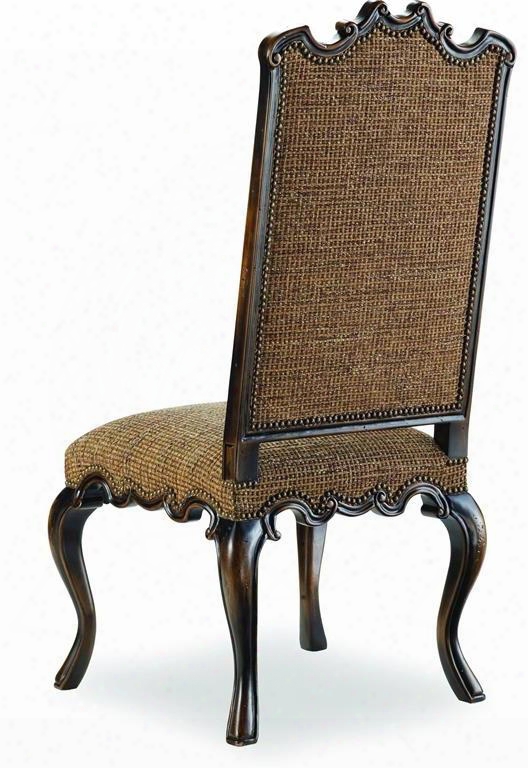 Canterbury Series 200-351258 47" Traditional-style Dining Room Side Chair With Nail Head Accents Cabriole Legs And Ems Tweed Fabric Upholstery In