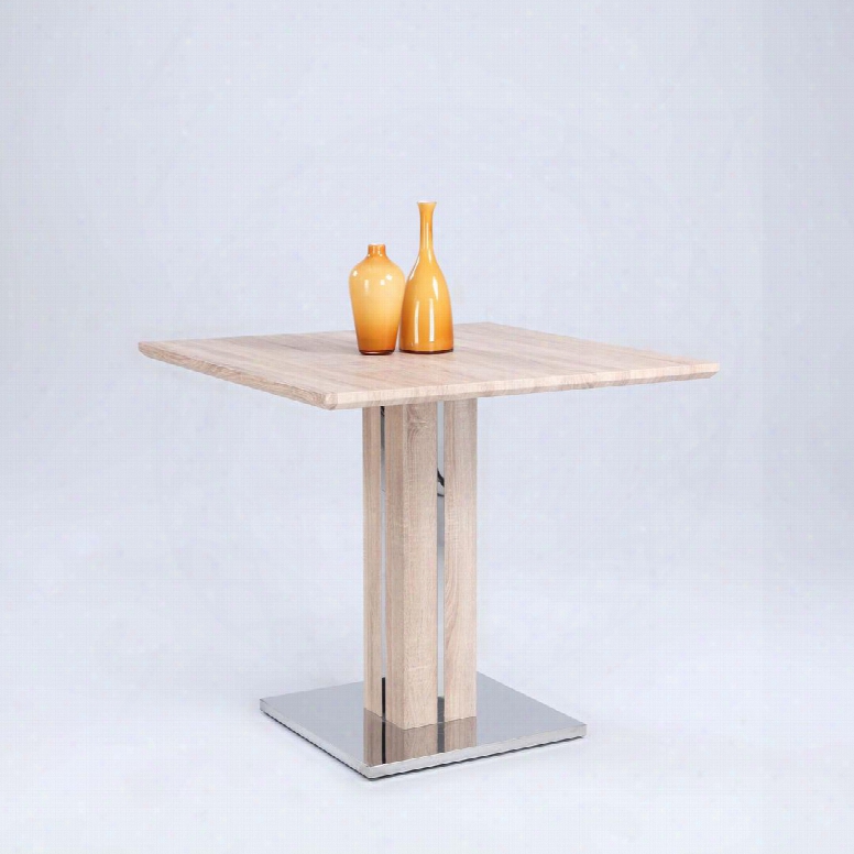 Carina-cnt-lgt Carina Carina Counter Table Light Oak With 3d Paper Veneer Counter Top And Shiny Stainless Inferior