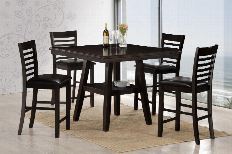 Carson 5007-4524 45" Dining Table And 4 Chairs With Molding Detail And Tapered Legs In Ebony And