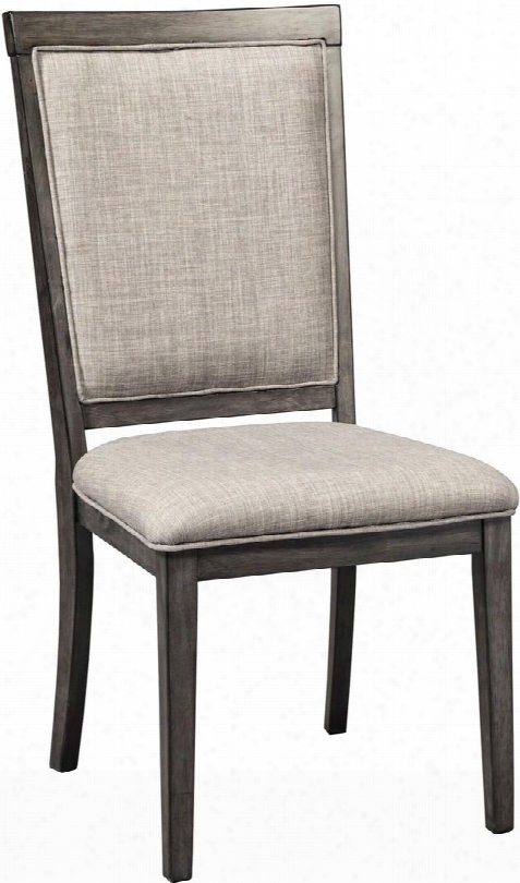 Chadoni D624-01 21" Dining Upholstered Side Chair With Metal Accents Textural Woven Fabric And Welt Cords In