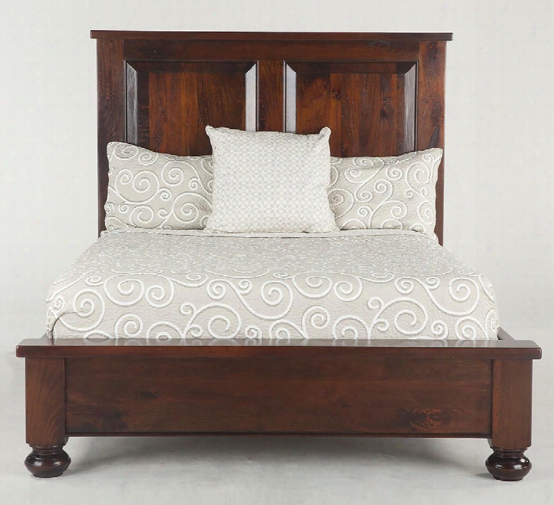Chatham Downs Zwcado25 Queen Size Bed With Distressed Marks Hand-turned Legs And Solid Mango Wood Construction In Brown