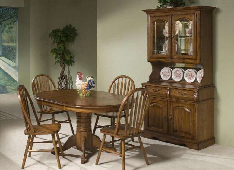 Clssic Oak Co-ta-i4260-bru-c 42"-60" ;extendable Dining Room Solid Oak Pedestal Table With Distressed Detailing Apron And Cabriol E Legs In Burnished Rustic