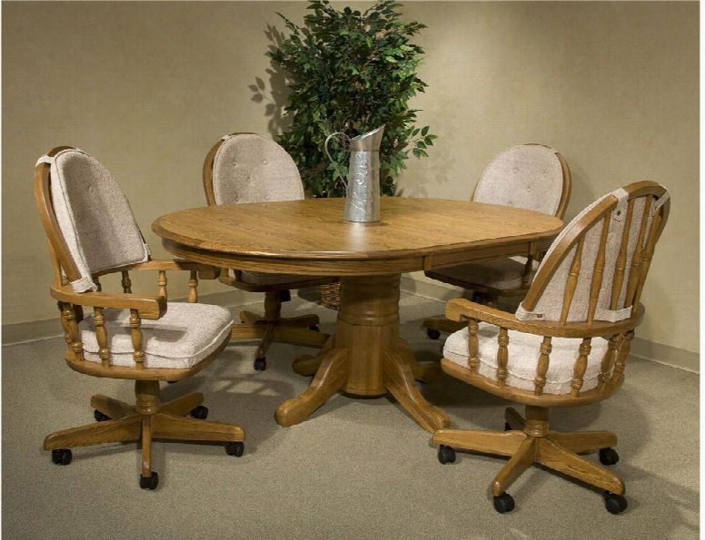 Classic Oak Co-ta-i48702501b-cnt-c Dining Room Table And 4 Chairs With Molding Details In