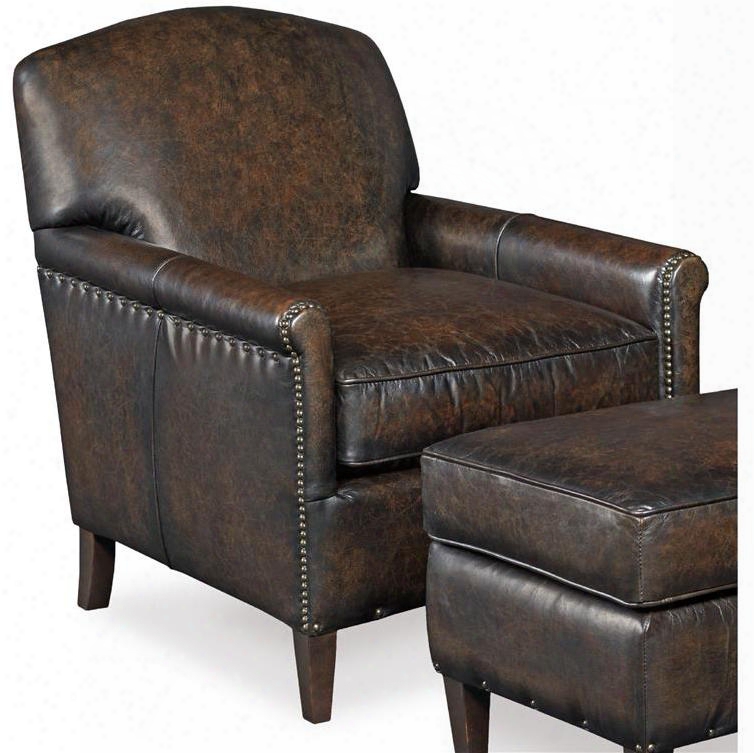 Da Vinci Series Cc422-088 34" Traditional-style Living Room Madonna Club Chair With Track Arms Tapered Legs And Leather Upholstery In