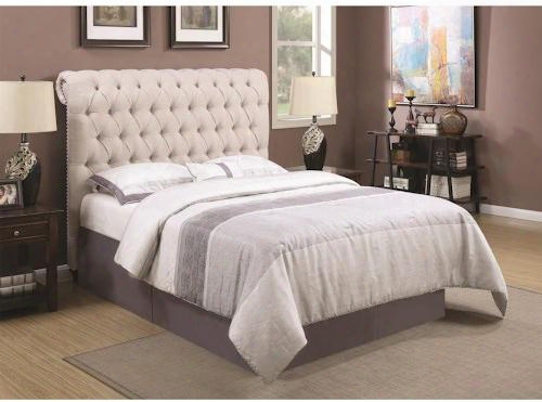 Devon C Ollection 300525w California King Bed With Button Tufted Headboard Tu Rned Legs And Fabric Upholstery In Beige