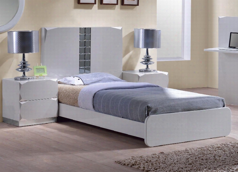 Dublin-bed-tw Twin Bed With Headboard Footboard Side Rails And Bed Slats In Gloss Silver Line With