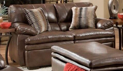 Editor 9545-02 68" Loveseat With Split Back Cushion Bonded Leather Plush Padded Arms And Block Feet In