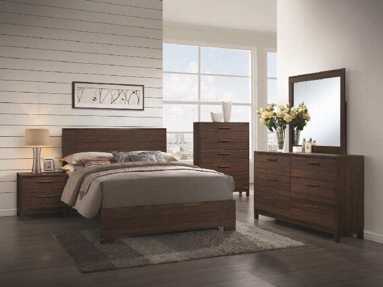 Edmonton Collection 204351ke Eastern King Bed Night Stand Dresser And Mirror In Rustic Tobacco & Dark Bronze