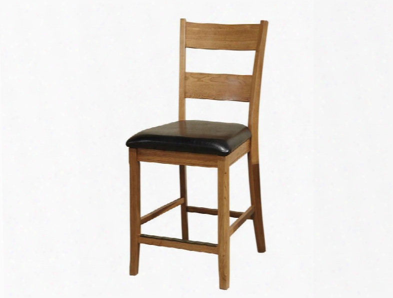 Family Dining Fd-bs-169c-cnt-k24 43.38" Dining Room Ladder Back Counter Stool With Apron Stretchers And Tapered Legs In