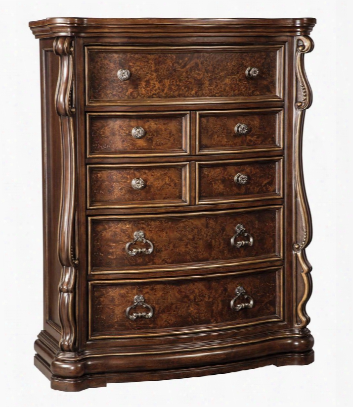 Florentown Collection B715-46 44" 5-drawer Chest With Felt-lined Top Drawer Large Scale Ornaments And Bal-bearing Side Glides In Dark