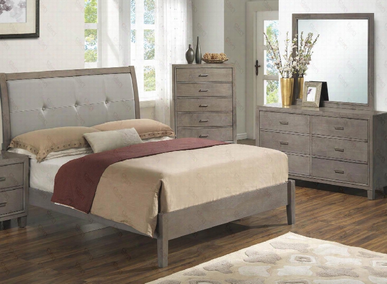 G1205atbdm 3 Piece Set Including Twin Bed Dresser And Mirror With Padded Headboard Tapered Legs And Wood Frame In