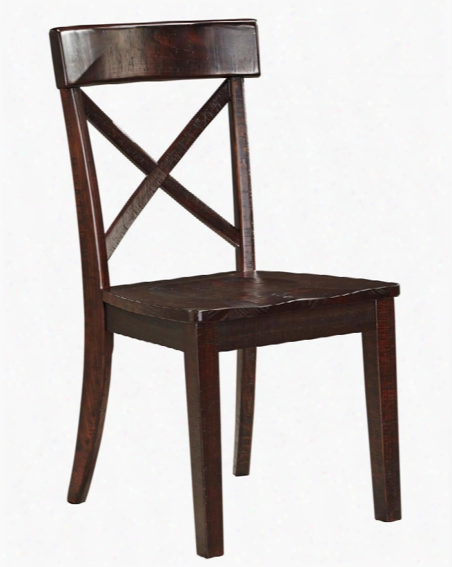 Gerlane D657-01 19" Dining Room Side Chair With X-back Design Distressing Details And Pine Wood Construction In Dark