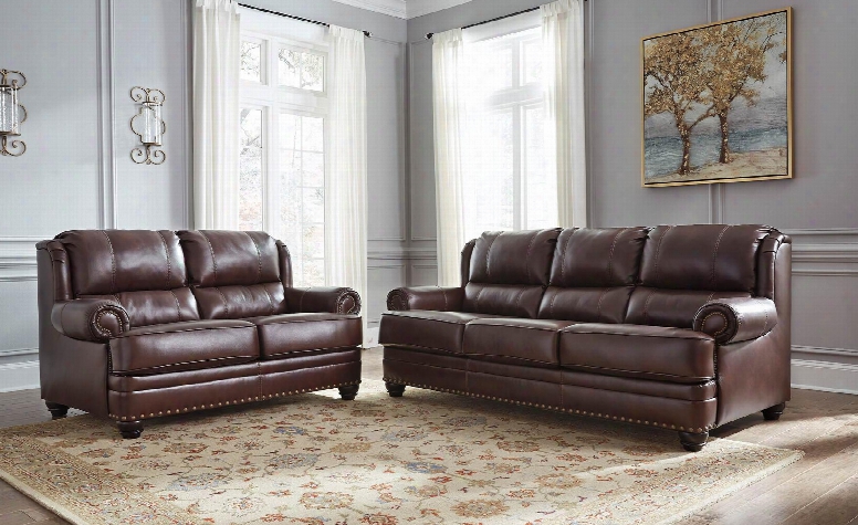 Glengary 31700l 2-piece Living Room Set With Sofa And Loveseat In Chestnut