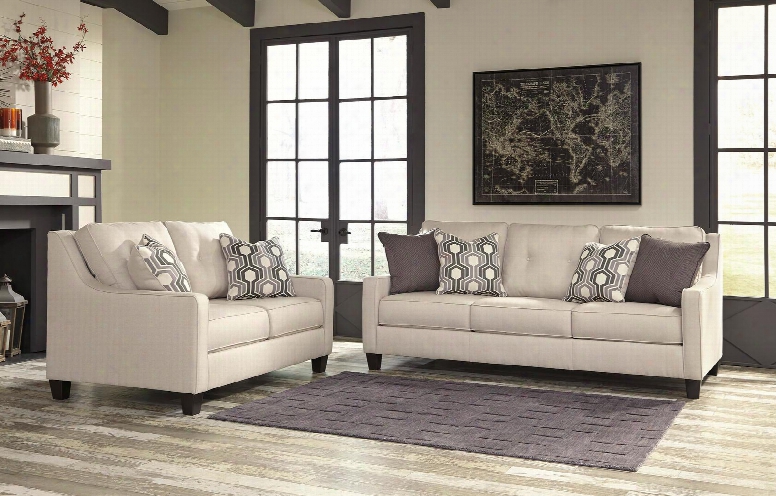 Guillerno 71801sl 2-piece Living Room Set With Sofa And Loveseat In Alabaster