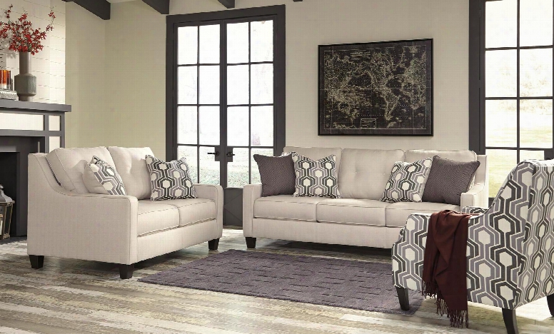 Guillerno 71801slac 3-piece Living Room Set With Sofa Loveseat And Accent Chair In Alabaster