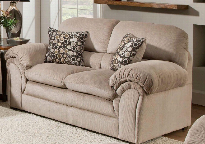 Harper 6150-02 69" Loveseat With Plush Padded Arms Fabric Upholstery And Block Feet In