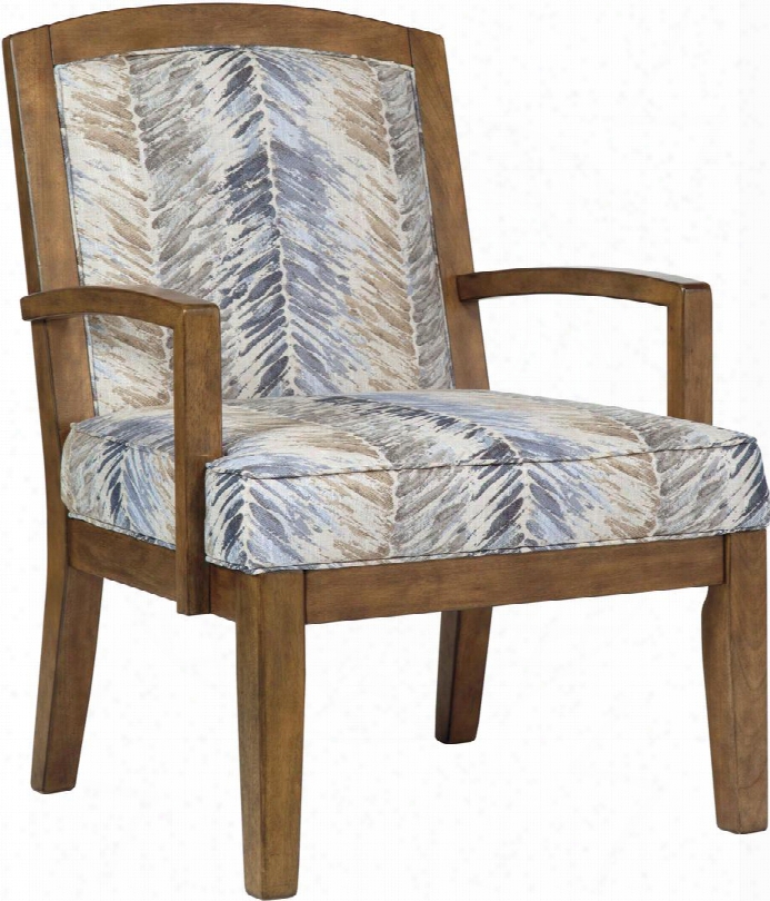 Hillsway 3410460 28" Accent Chair With Abstract Pattern Upholstery Tapered Legs And Piped Stitching In