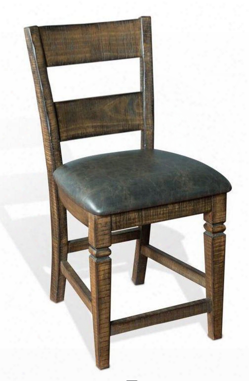 Homestead Collection 1429tl 38" Ladderback Chair With Cushion Seat Tapered Legs And Stretchers In Tobacco Leaf