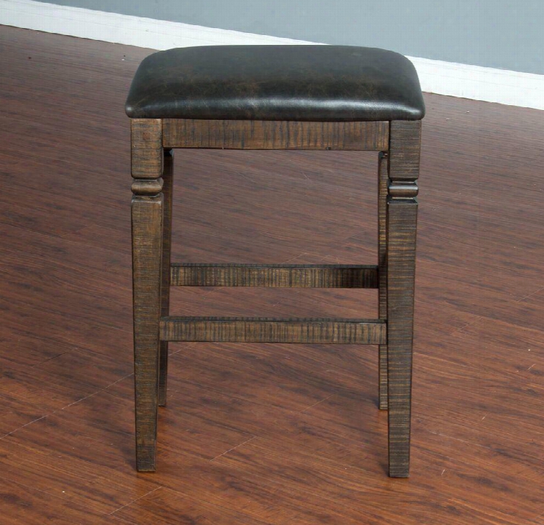 Homestead Collection 1430tl-30 30" Backless Stool With Cushioned Seat Stretchers And Hand Sawn Distressing In Tobacco Leaf