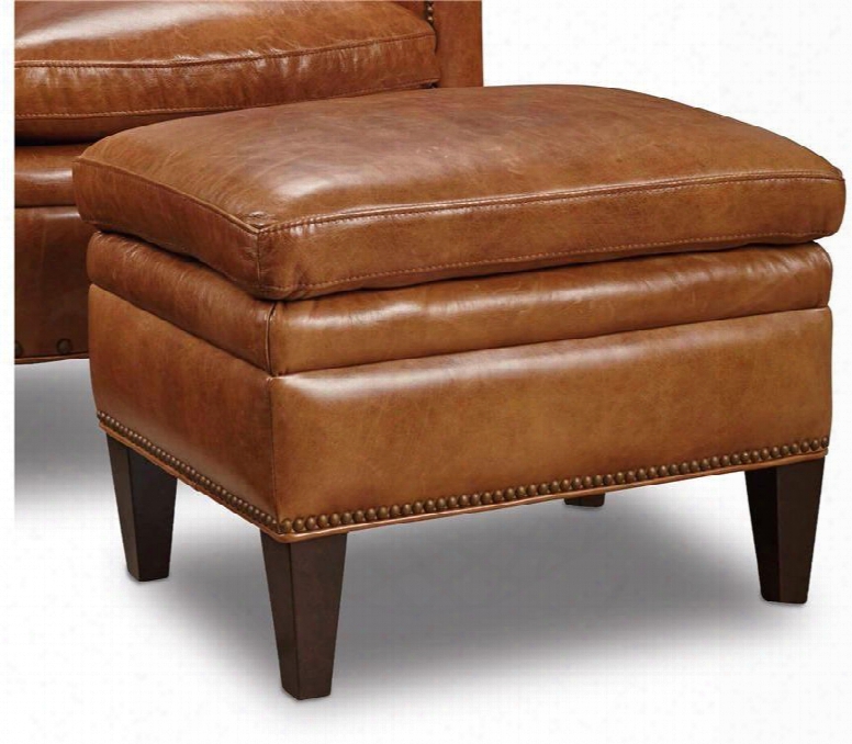 Huntington Series Cc419-ot-085 24" Traditional-style Living Room Morrison Ottoman With Nail Head Accents Tapered Legs And Leather Upholstery In